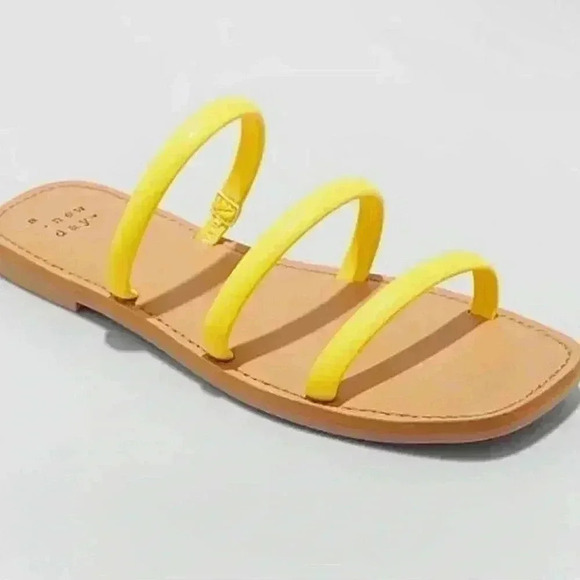Women's Wren Triple Strap Sandals Yellow - A New Day - Size 8.5 - Picture 5 of 8